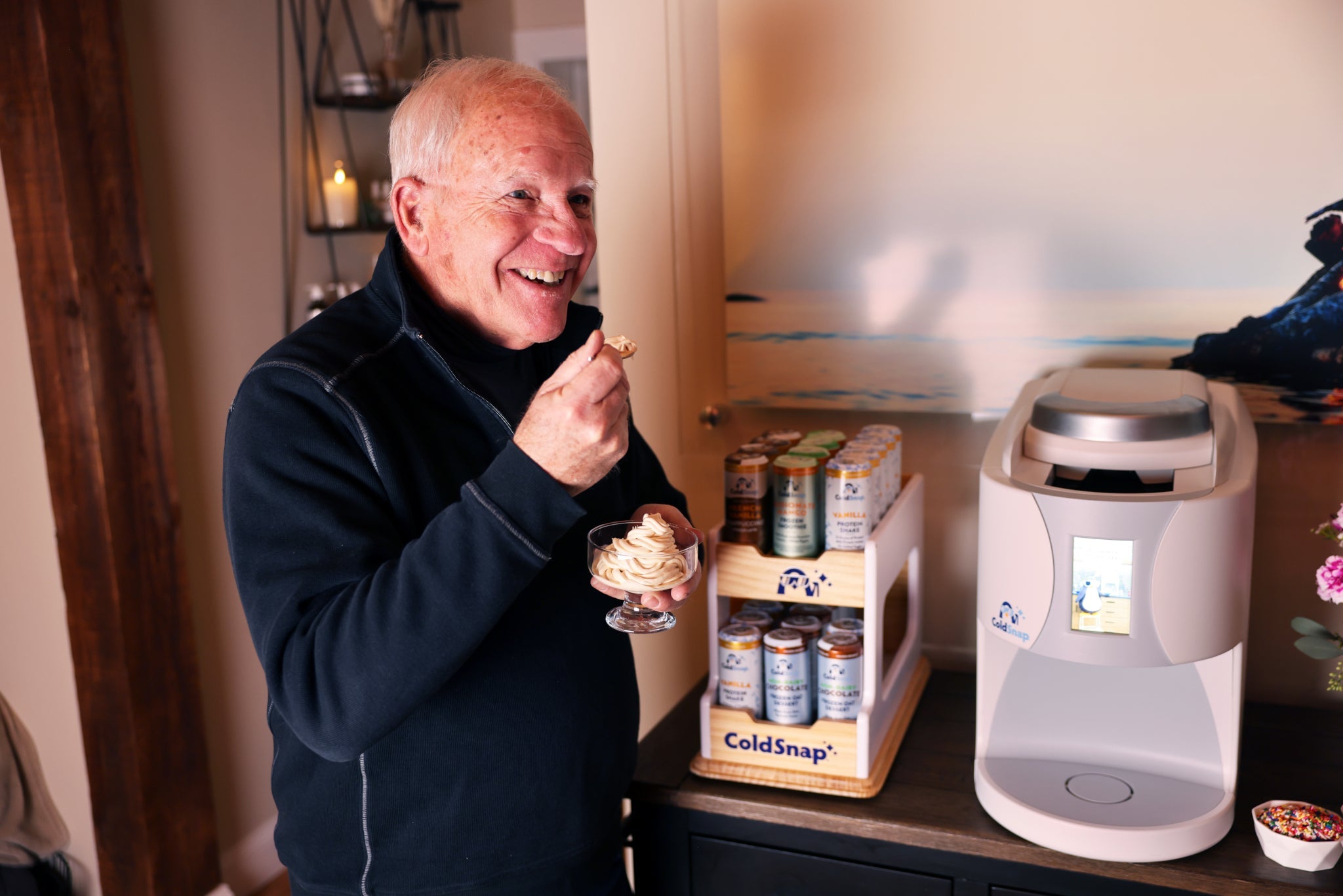 Man enjoying a ColdSnap frozen treat