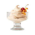 Prepared bowl of ColdSnap® Bourbon Boozy Ice Cream topped with a cherry and orange twist