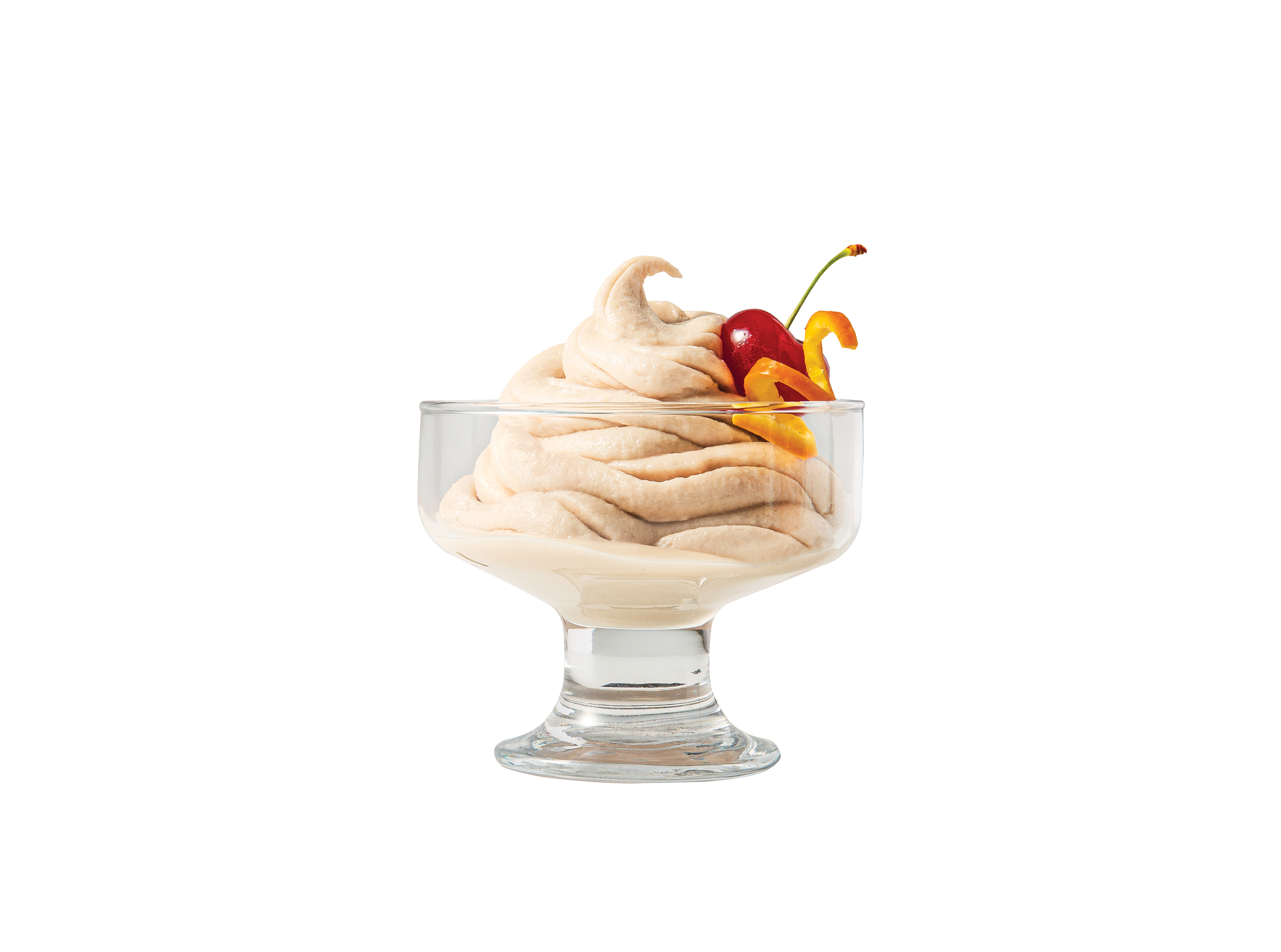 Glass bowl with Bourbon Boozy ColdSnap ice cream. 