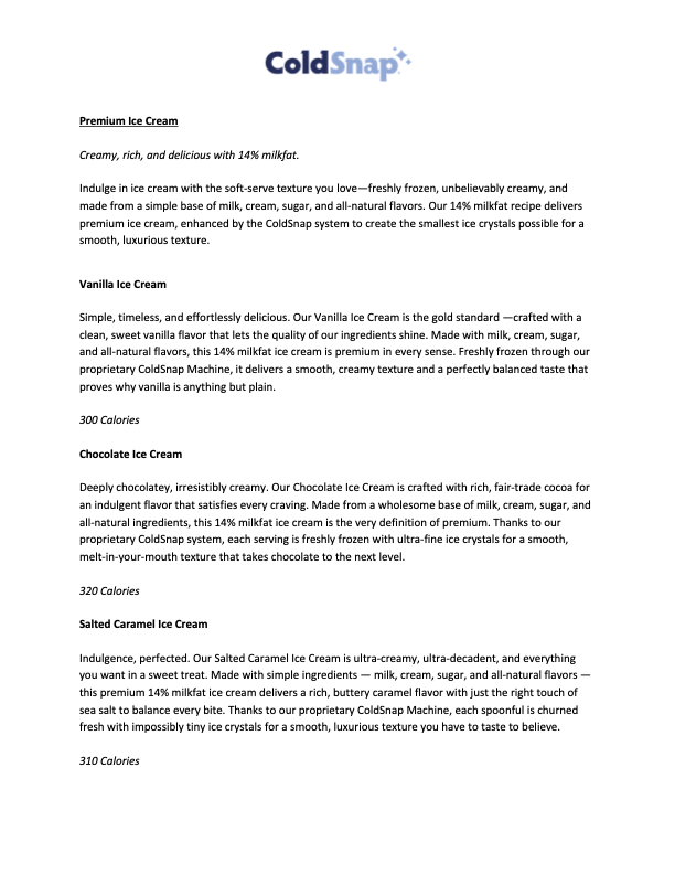 Preview of ColdSnap Category and Favor copy  document
