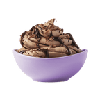 Prepared bowl of ColdSnap®  Chocolate Premium Ice Cream drizzled with chocolate sauce and topped with shaved chocolate