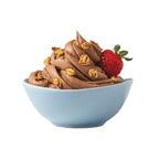 Bowl of ColdSnap® Chocolate Oat Non-Dairy Frozen Dessert topped with golden oats and a strawberry