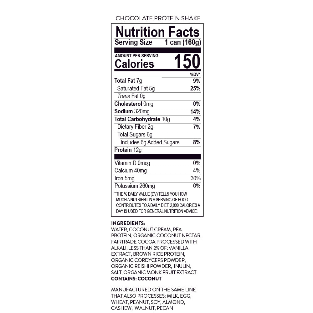 ColdSnap® Chocolate Protein Shake pod Nutrition Facts