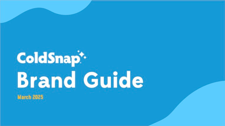 ColdSnap Brand Guide cover with blue background and white text
