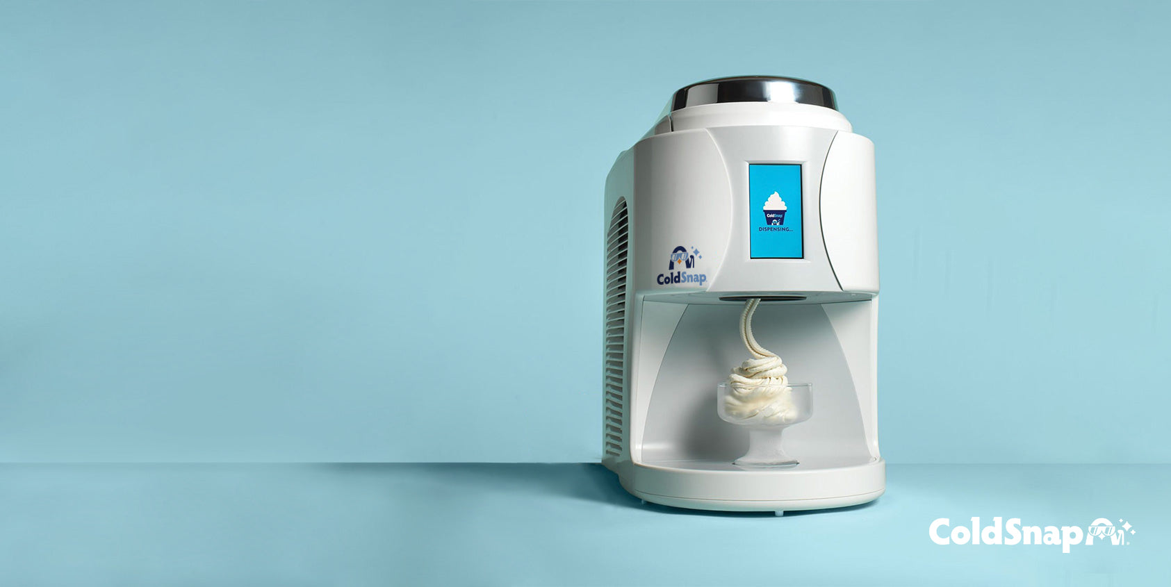 ColdSnap ice cream machine on a light blue background