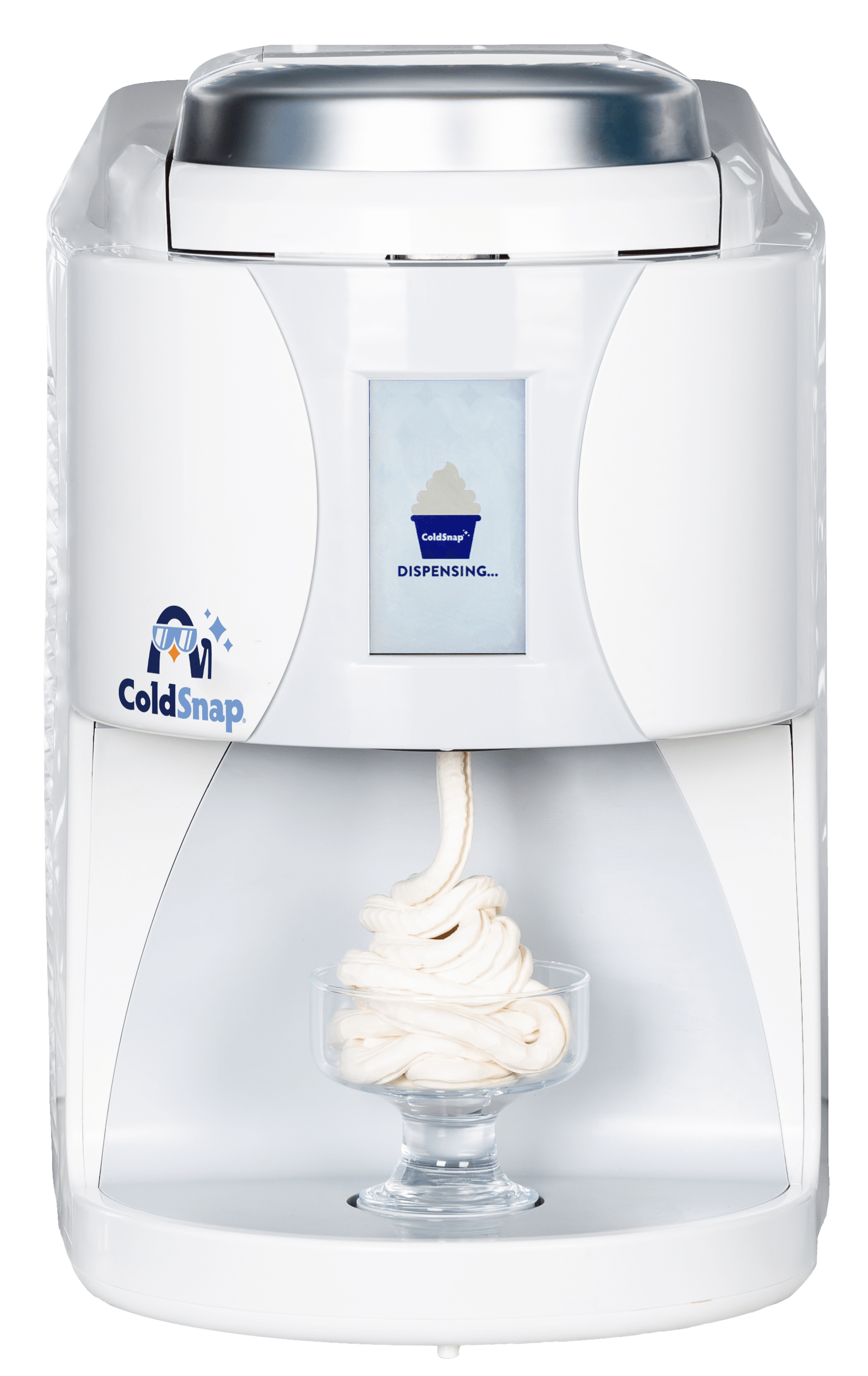 White cold snap dessert machine dispensing ice cream.