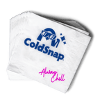 ColdSnap® branded napkins featuring the company logo and "Always Chill" slogan