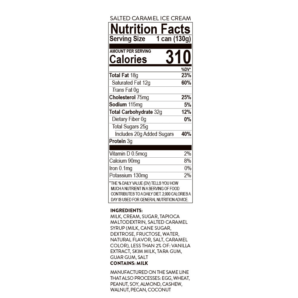 ColdSnap® Salted Caramel Ice Cream Nutrition Facts